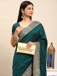 Woven Design Zari Dharmavaram Saree - Green, M